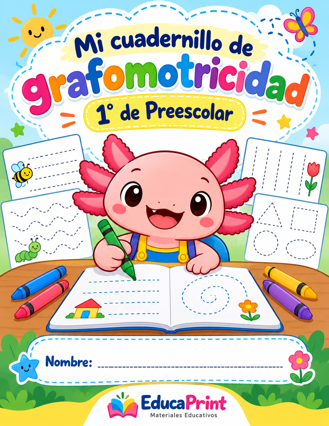 Portada de Mi cuadernillo de grafomotricidad – 1.º de Preescolar